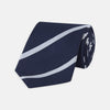Slim Navy and White Blazer Stripe Repp Silk Tie