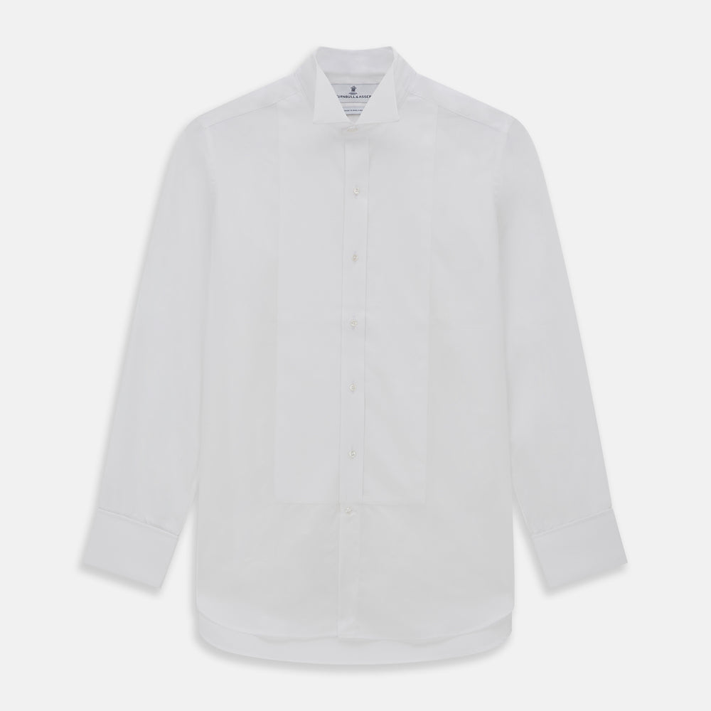 White Cotton Dress Shirt with Wing Collar and Double Cuffs