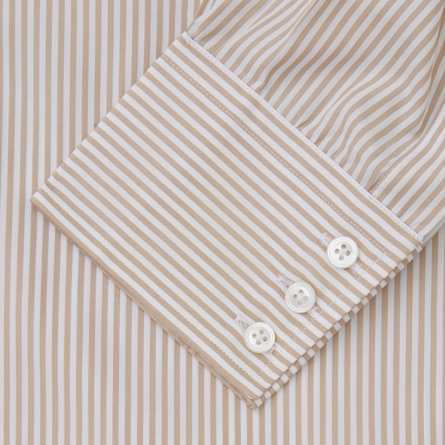 Sand Bengal Stripe Regular Fit Shirt with T&A Collar and 3-Button Cuffs
