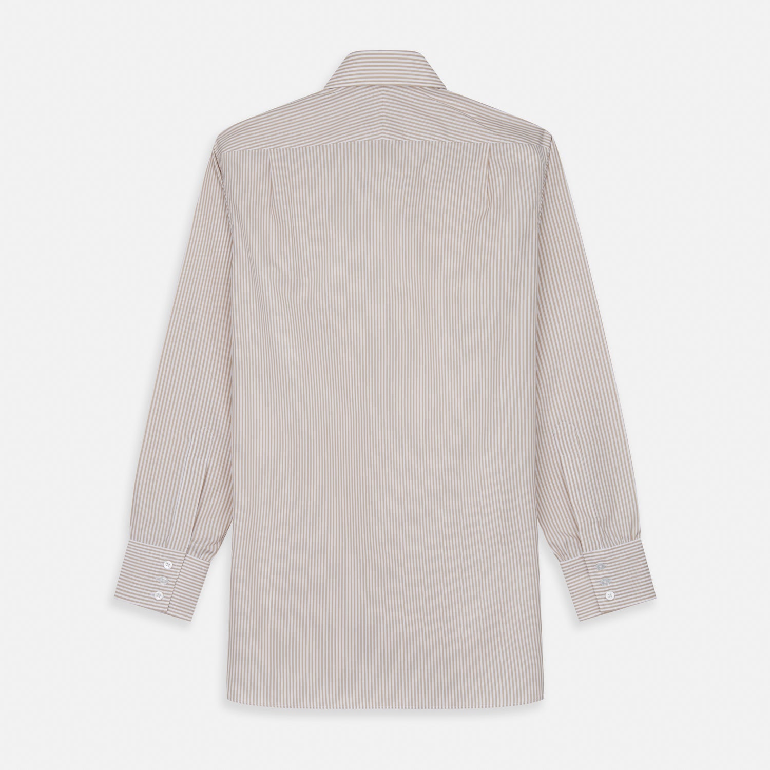 Sand Bengal Stripe Regular Fit Shirt with T&A Collar and 3-Button Cuffs
