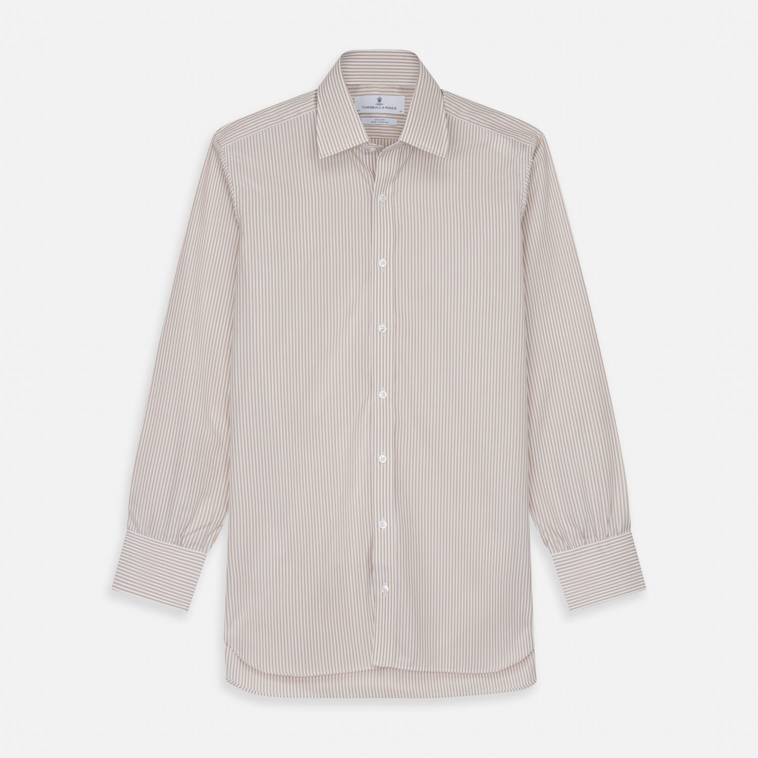 Sand Bengal Stripe Regular Fit Shirt with T&A Collar and 3-Button Cuffs