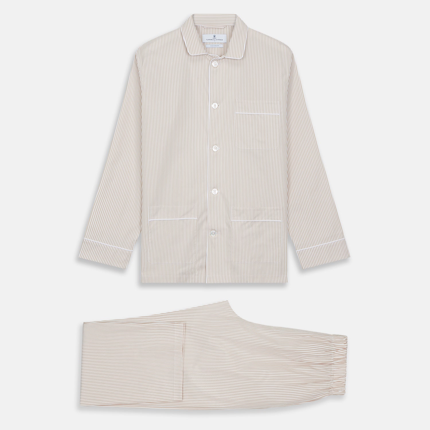 Sand Bengal Stripe Modern Fit Cotton Pyjama Set