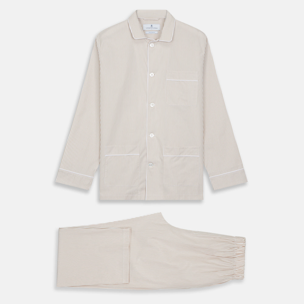 Sand Bengal Stripe Modern Fit Cotton Pyjama Set