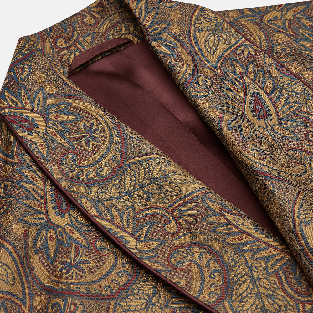 Gold Paisley Traditional Silk Jacquard Gown