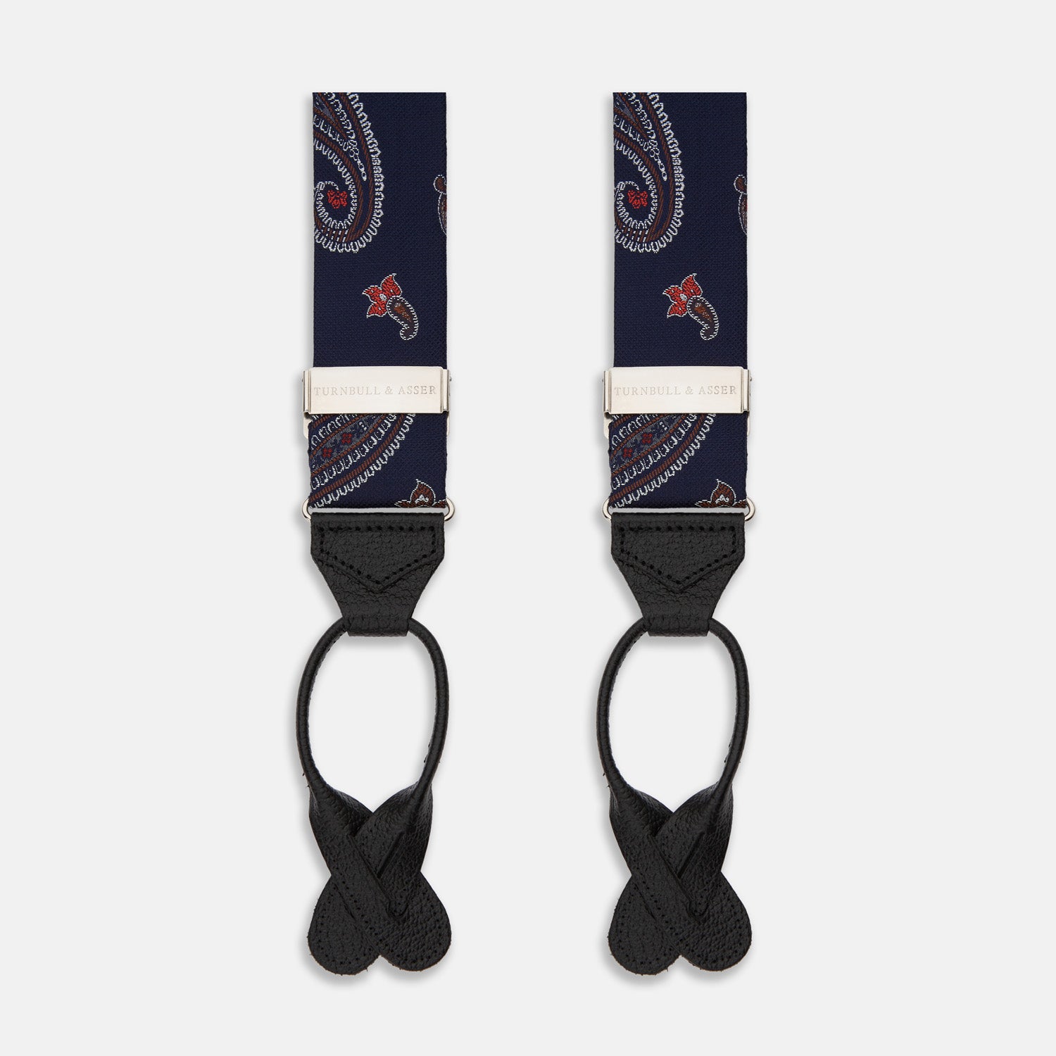 Navy Paisley Adjustable Silk Braces