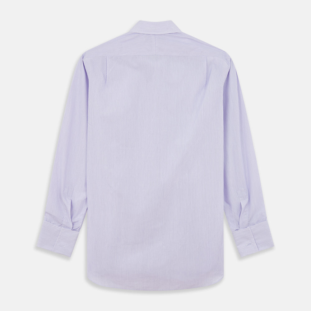 Purple Hairline Stripe Regular Fit Twill Shirt with T&A Collar and Double Cuffs