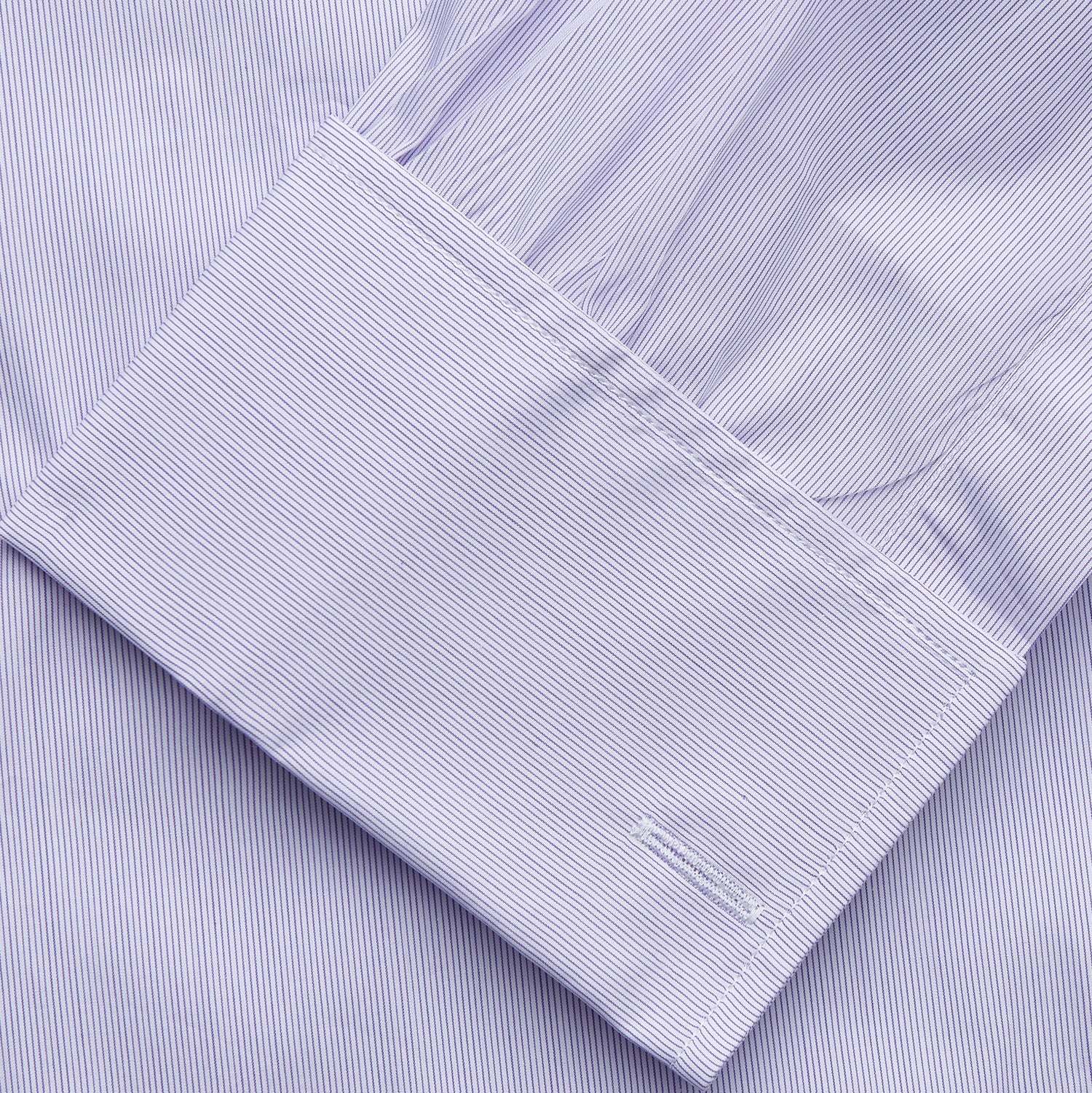 Purple Hairline Stripe Regular Fit Twill Shirt with T&A Collar and Double Cuffs