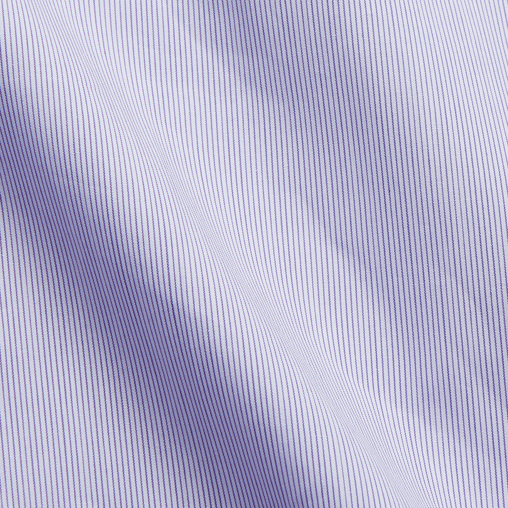 Purple Hairline Stripe Regular Fit Twill Shirt with T&A Collar and Double Cuffs