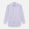 Purple Hairline Stripe Regular Fit Twill Shirt with T&A Collar and Double Cuffs