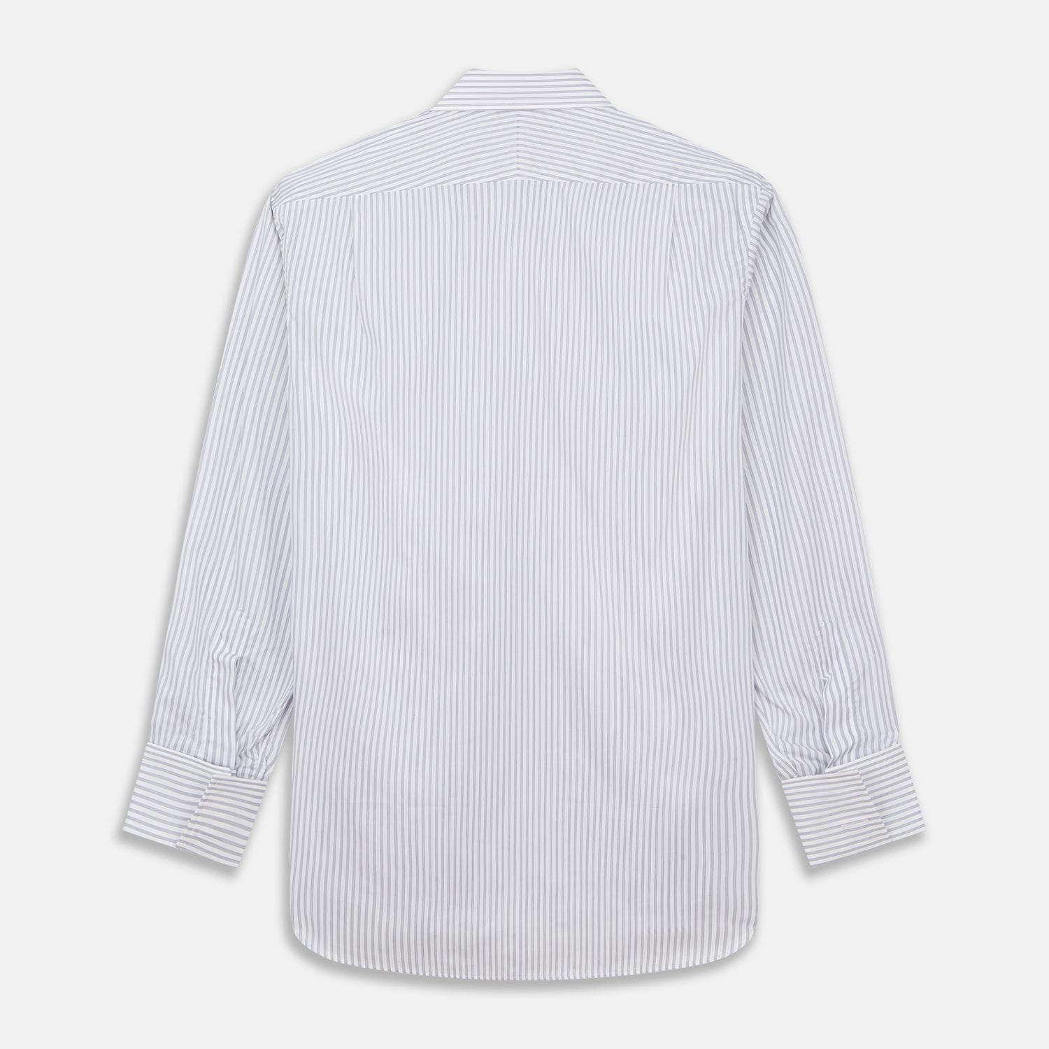 Grey Multi Stripe Regular Fit Twill Shirt with T&A Collar and Double Cuffs