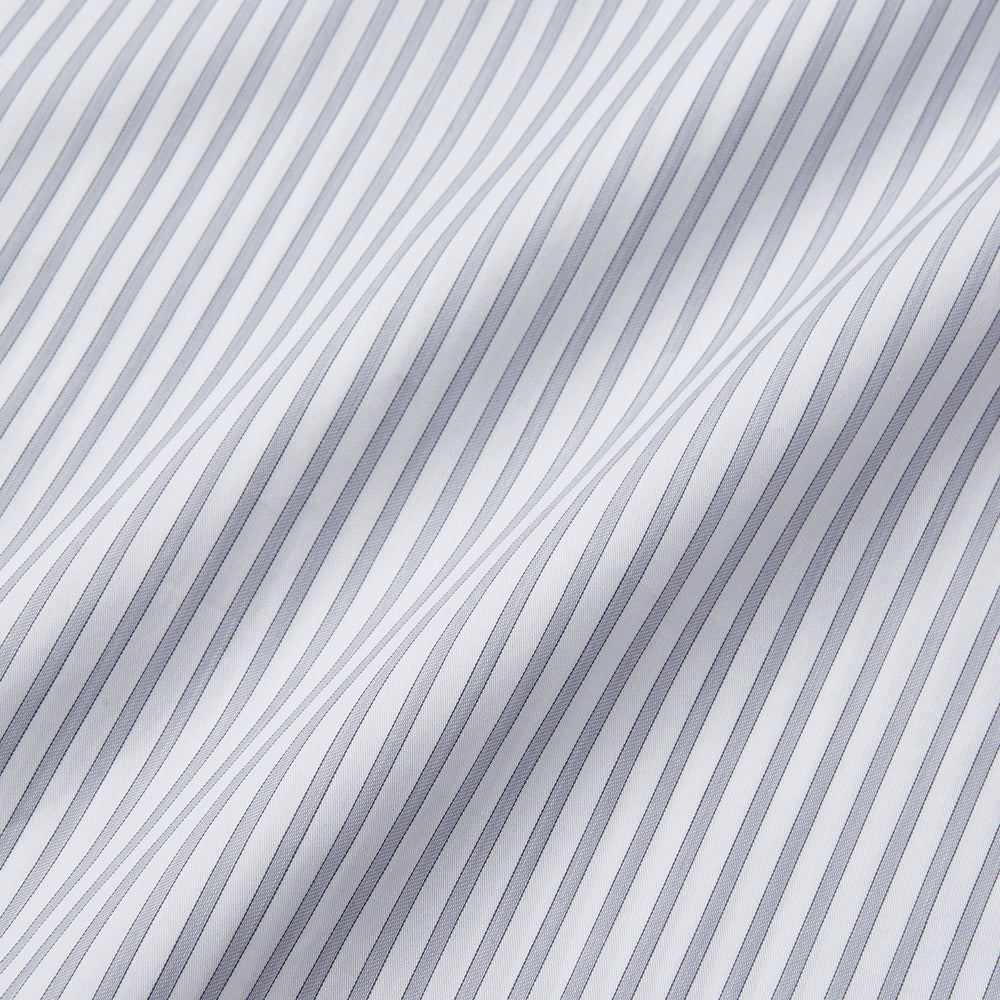 Grey Multi Stripe Regular Fit Twill Shirt with T&A Collar and Double Cuffs