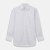 Grey Multi Stripe Regular Fit Twill Shirt with T&A Collar and Double Cuffs