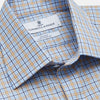 Blue, Orange & Navy Check Regular Fit Shirt with T&A Collar and 3 Button Cuffs