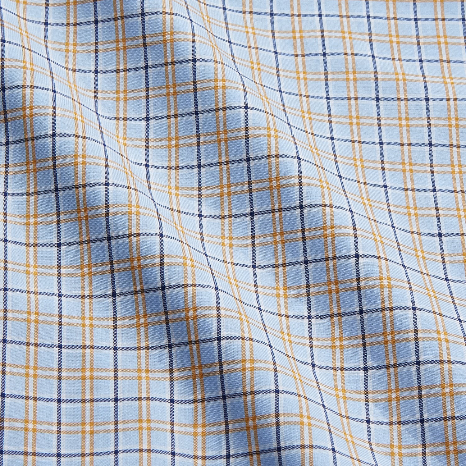 Blue, Orange & Navy Check Regular Fit Shirt with T&A Collar and 3 Button Cuffs