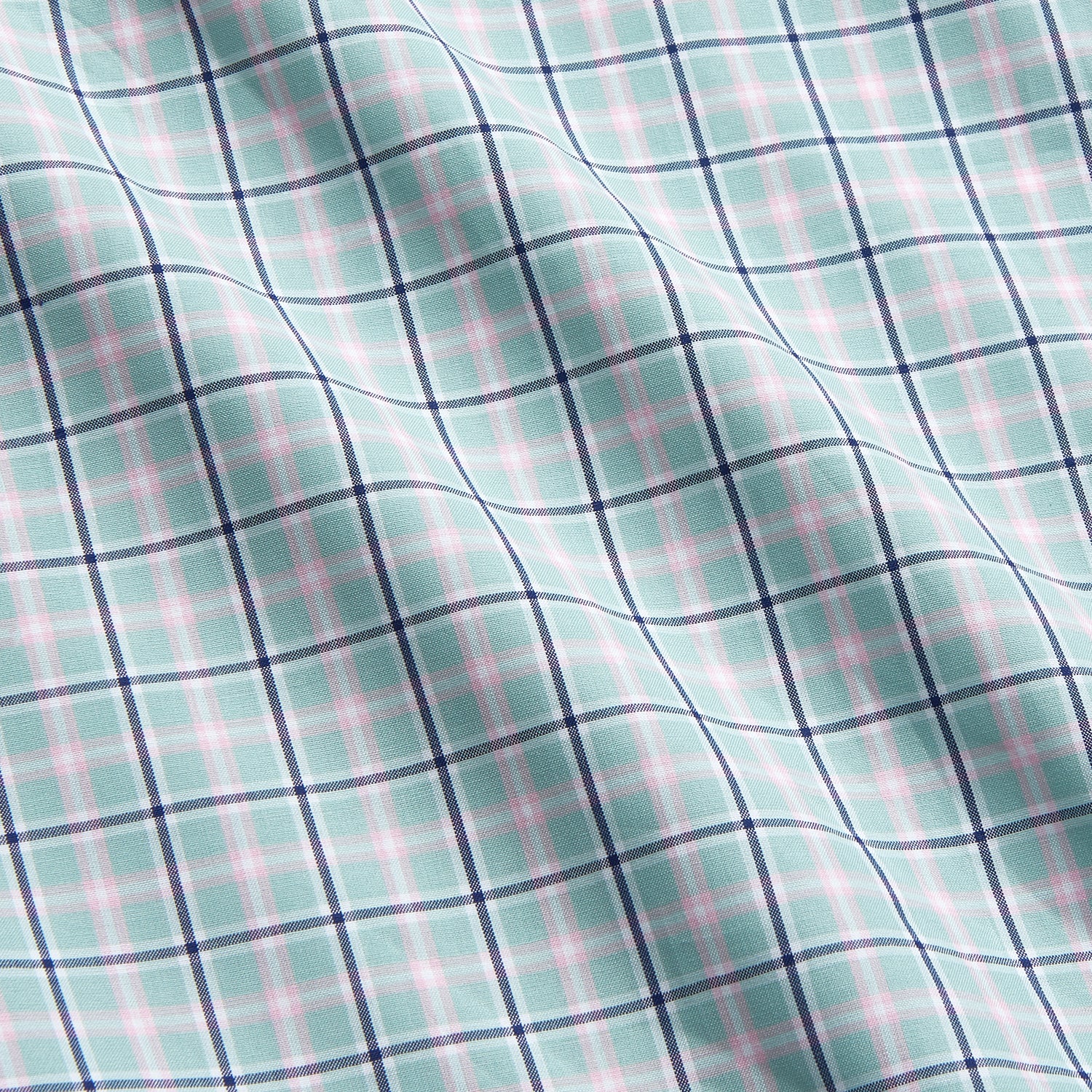 Green, Navy & Pink Check Regular Fit Shirt with T&A Collar and 3 Button Cuffs
