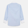 Mid Blue Micro-Check Regular Fit Shirt with White T&A Collar and Double Cuffs