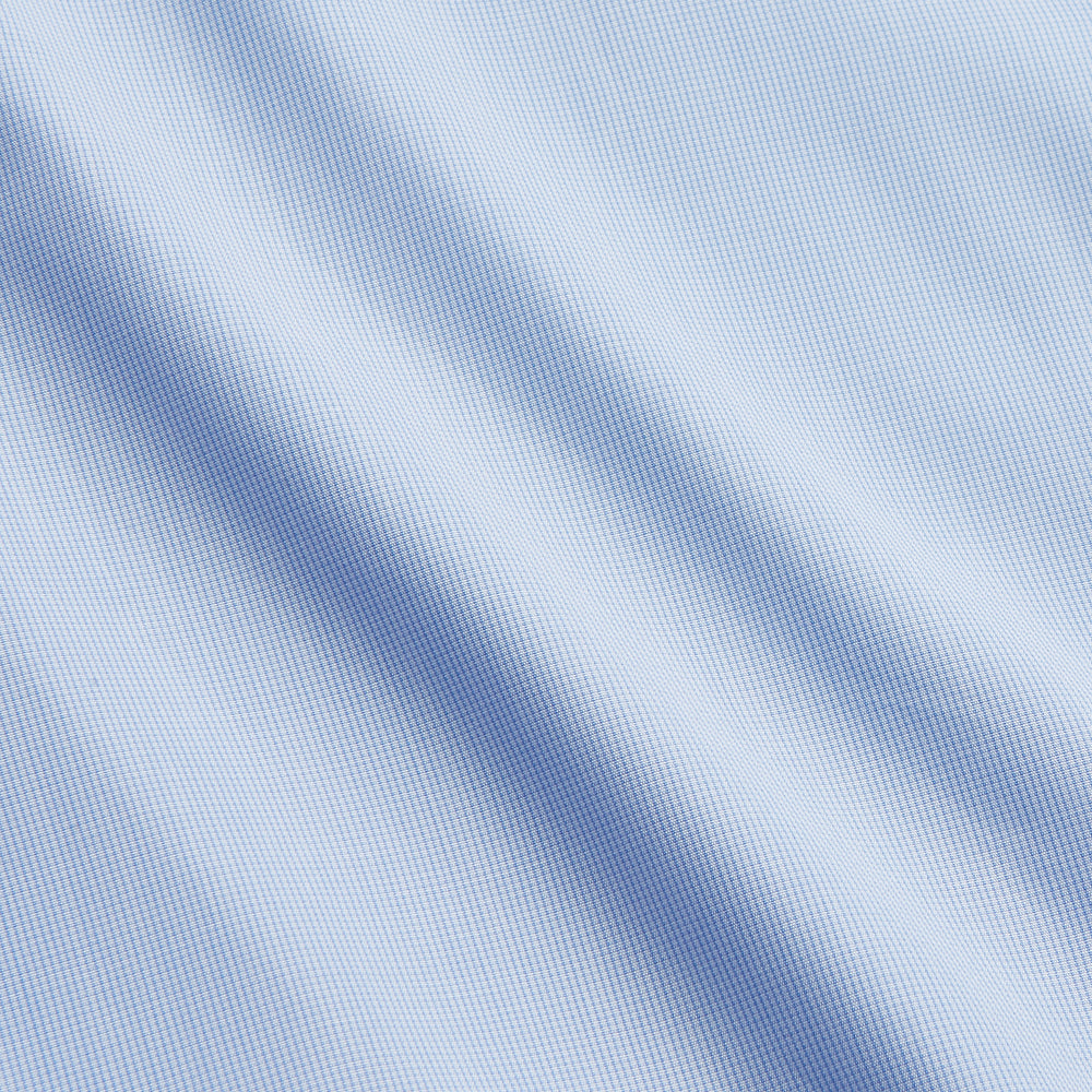 Mid Blue Micro-Check Regular Fit Shirt with White T&A Collar and Double Cuffs