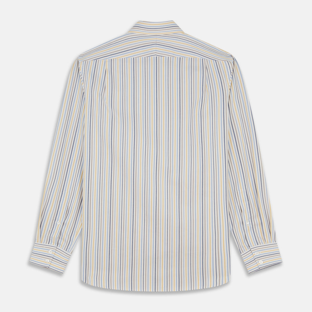 Yellow Multi Stripe Tailored Fit Shirt with Kent Collar and 2 Button Cuffs