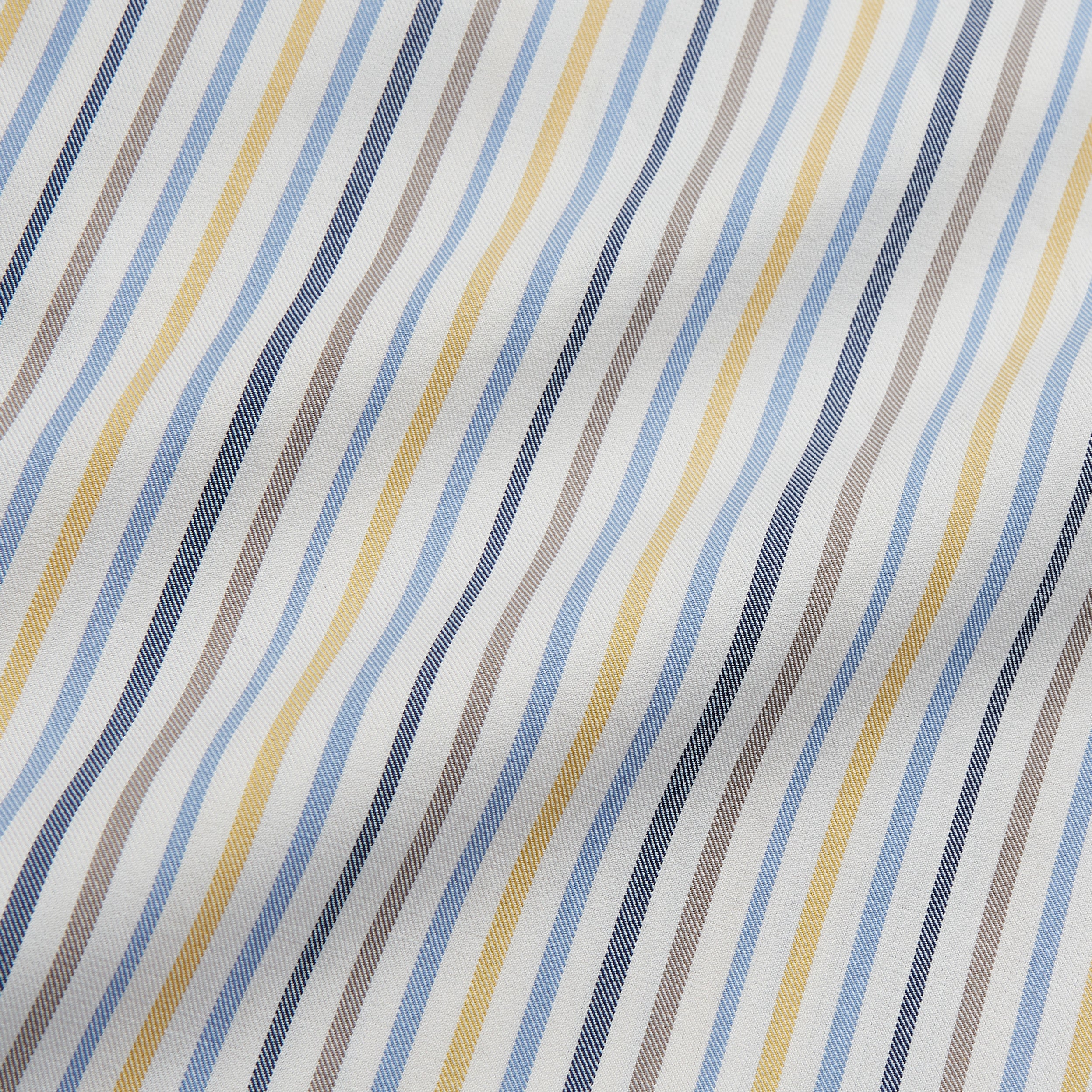 Yellow Multi Stripe Tailored Fit Shirt with Kent Collar and 2 Button Cuffs