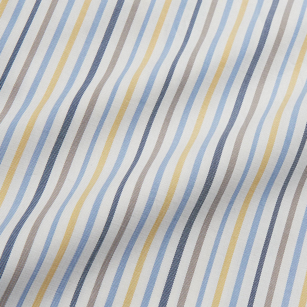 Yellow Multi Stripe Tailored Fit Shirt with Kent Collar and 2 Button Cuffs