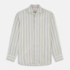 Green Multi Stripe Tailored Fit Shirt with Kent Collar and 2 Button Cuffs
