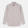 Burgundy Multi Stripe Tailored Fit Shirt with Kent Collar and 2 Button Cuffs