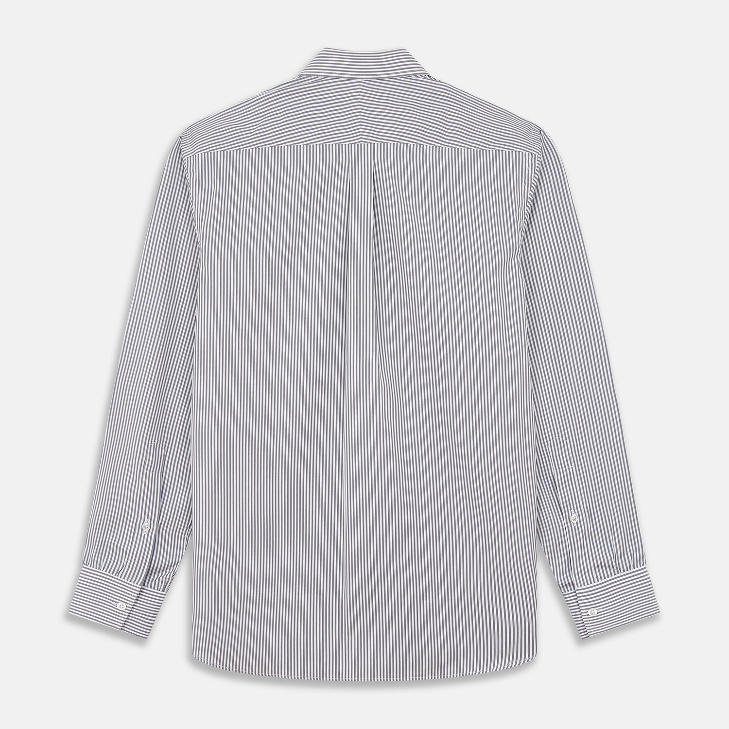 Grey & White Stripe Weekend Fit Shirt with Derby Collar and 1 Button Cuffs