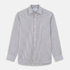 Grey & White Stripe Weekend Fit Shirt with Derby Collar and 1 Button Cuffs