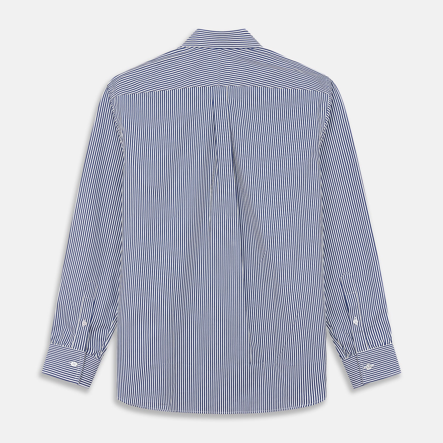Navy & White Stripe Weekend Fit Shirt with Derby Collar and 1 Button Cuffs