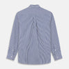 Navy & White Stripe Weekend Fit Shirt with Derby Collar and 1 Button Cuffs