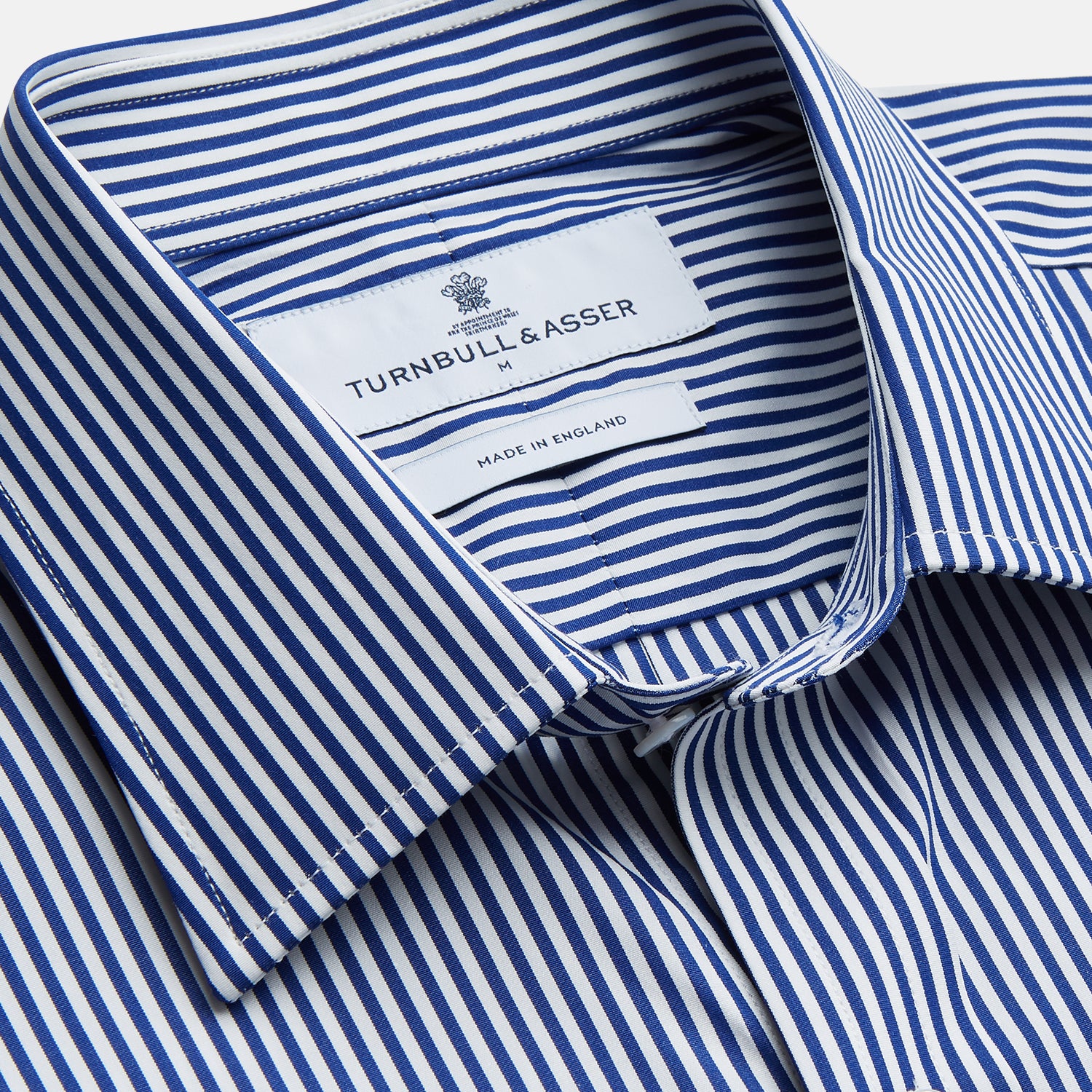 Navy & White Stripe Weekend Fit Shirt with Derby Collar and 1 Button Cuffs