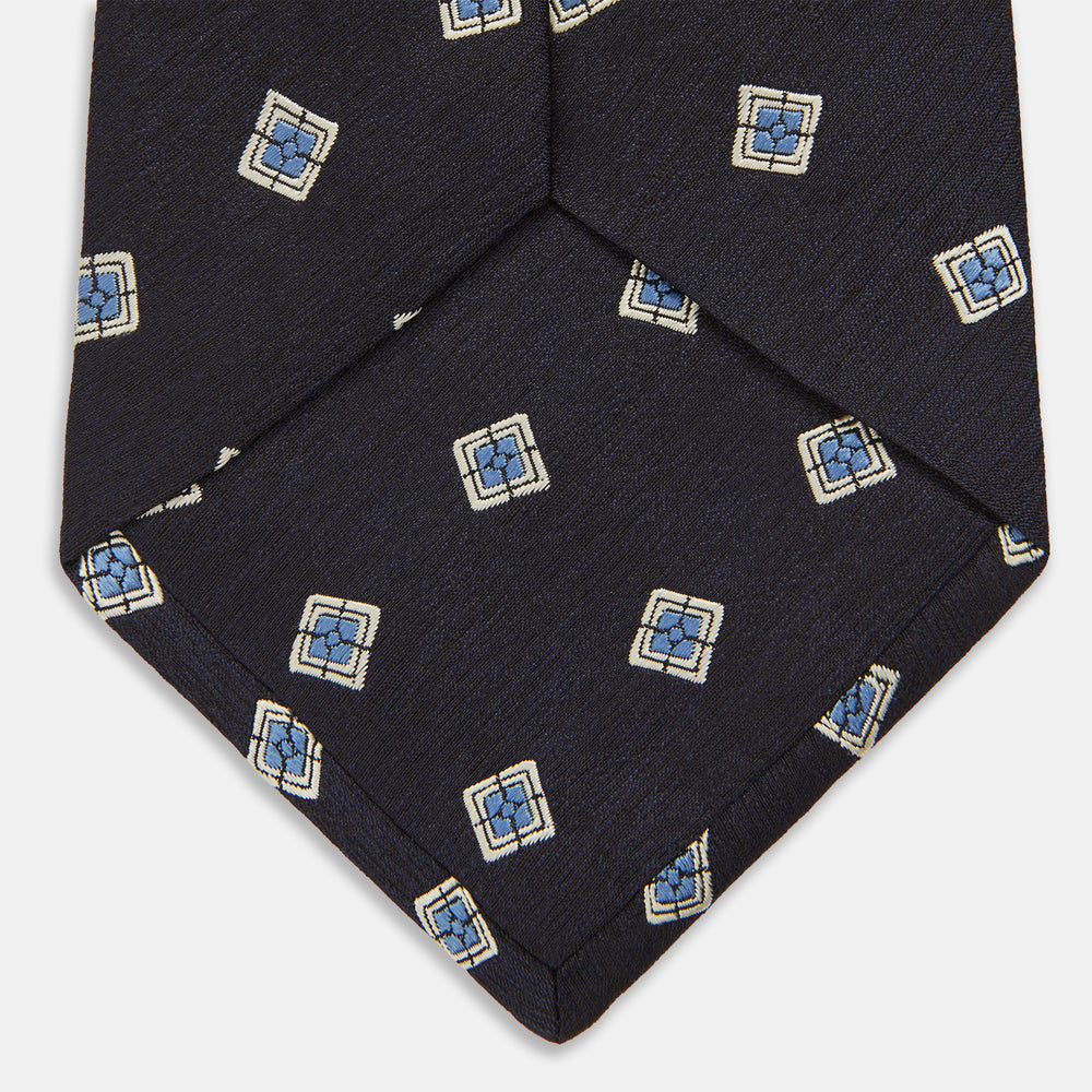 Navy Multi Geo Silk Tie