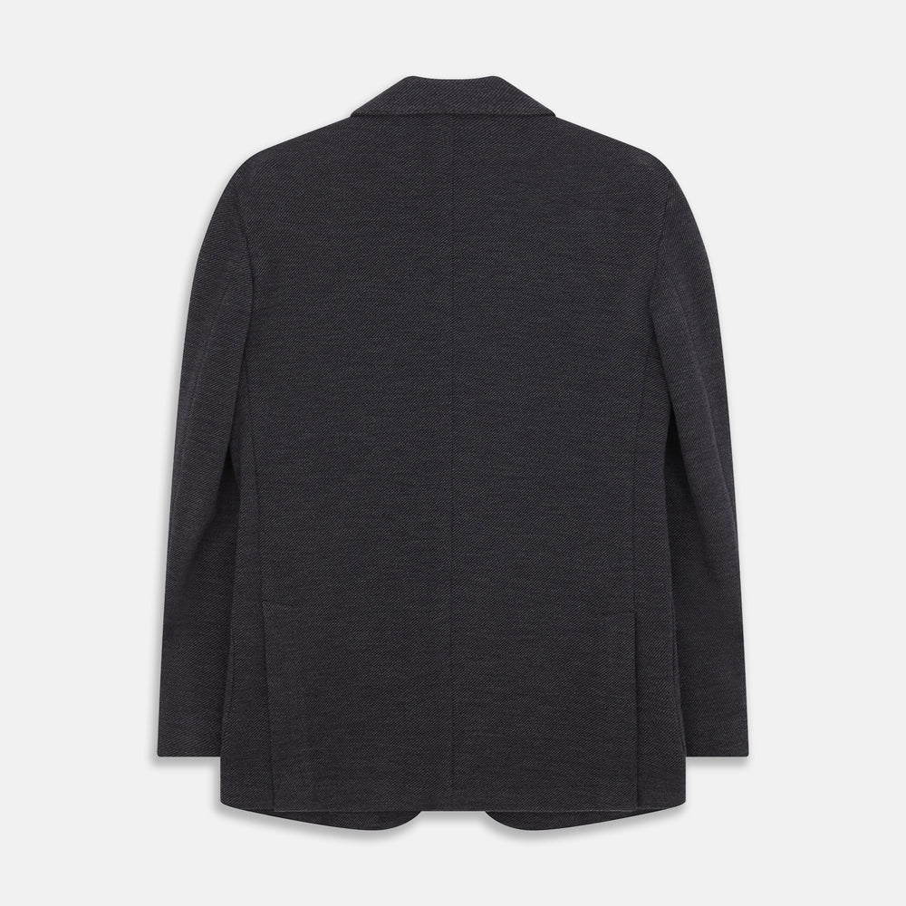 Navy Cashmere Blend Henley Blazer