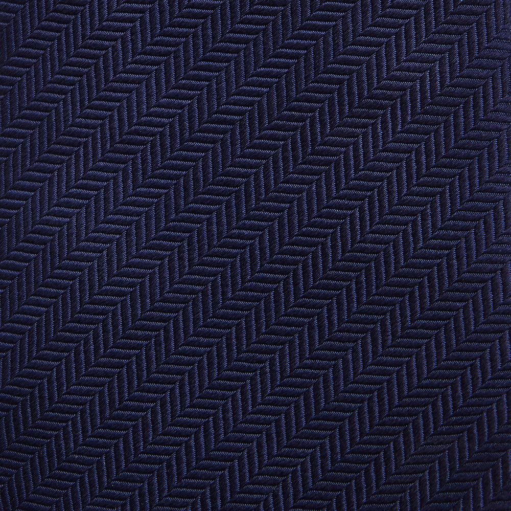 Slim Navy Herringbone Silk Tie