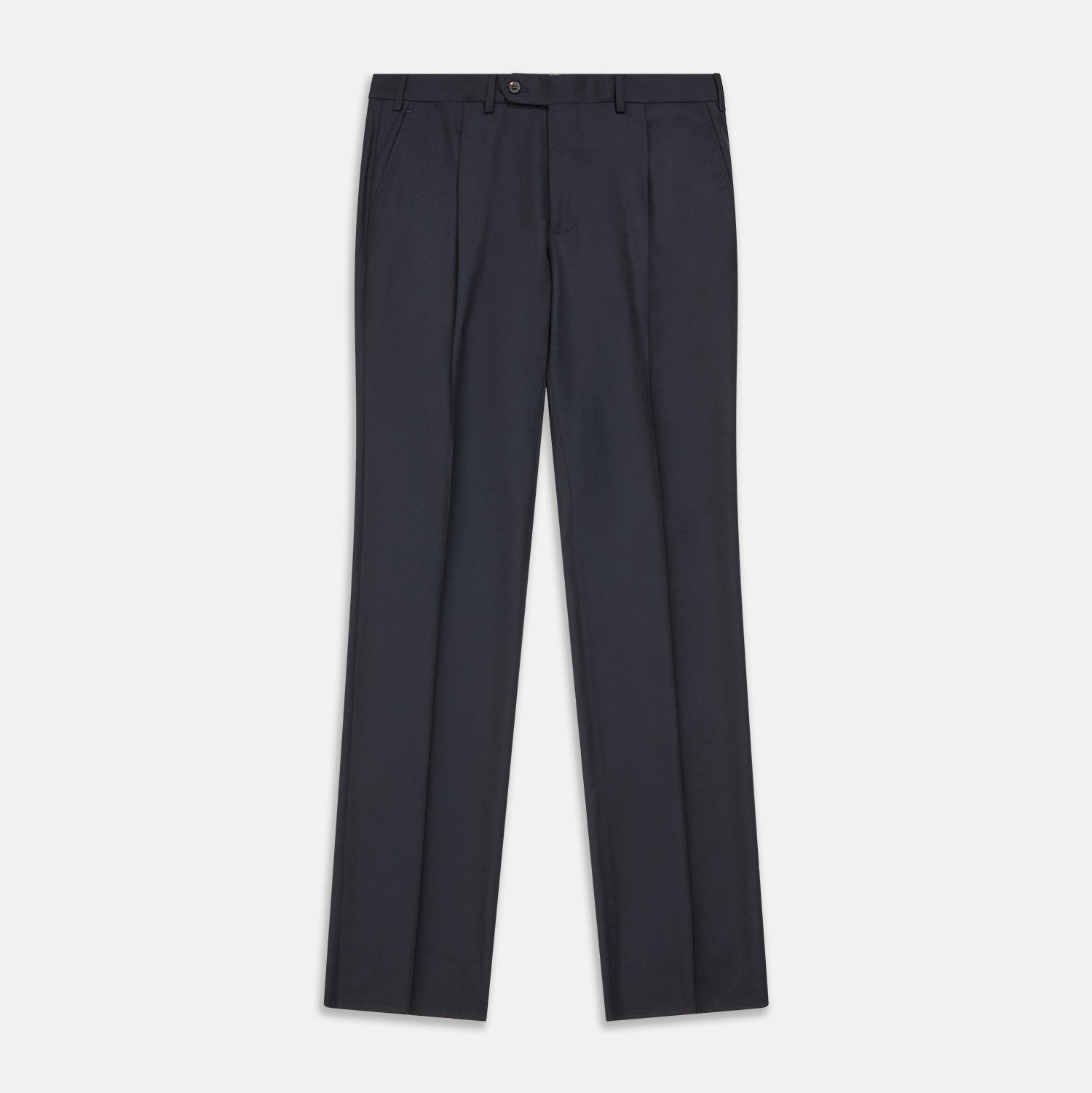 Navy Wool Pleated Jasper Trouser