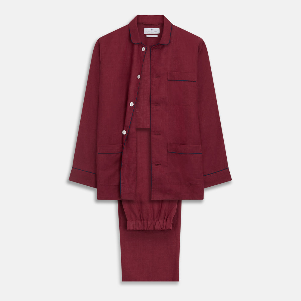 Burgundy Linen Modern Pyjama Set