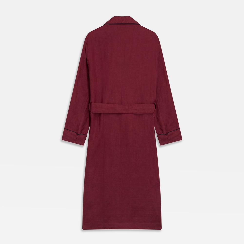 Burgundy Linen Piped Gown