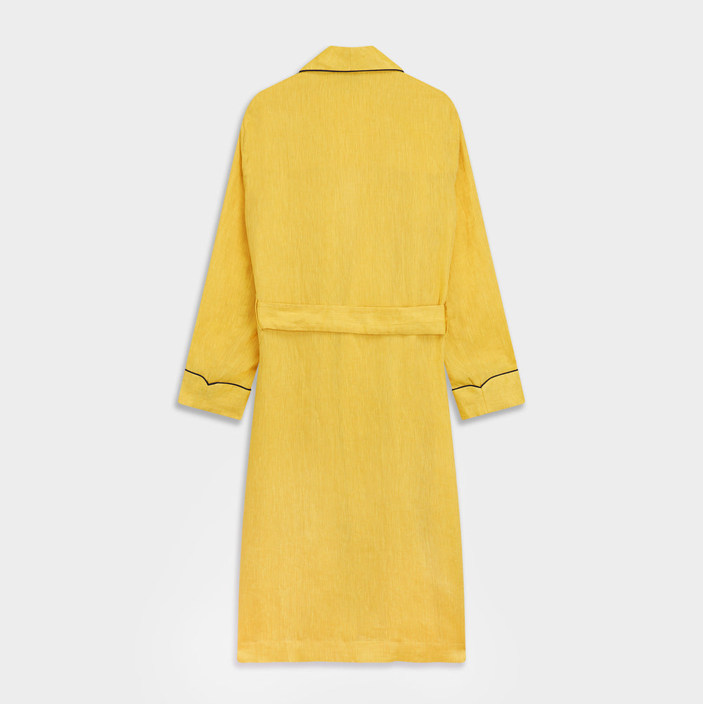 Ochre Linen Piped Gown
