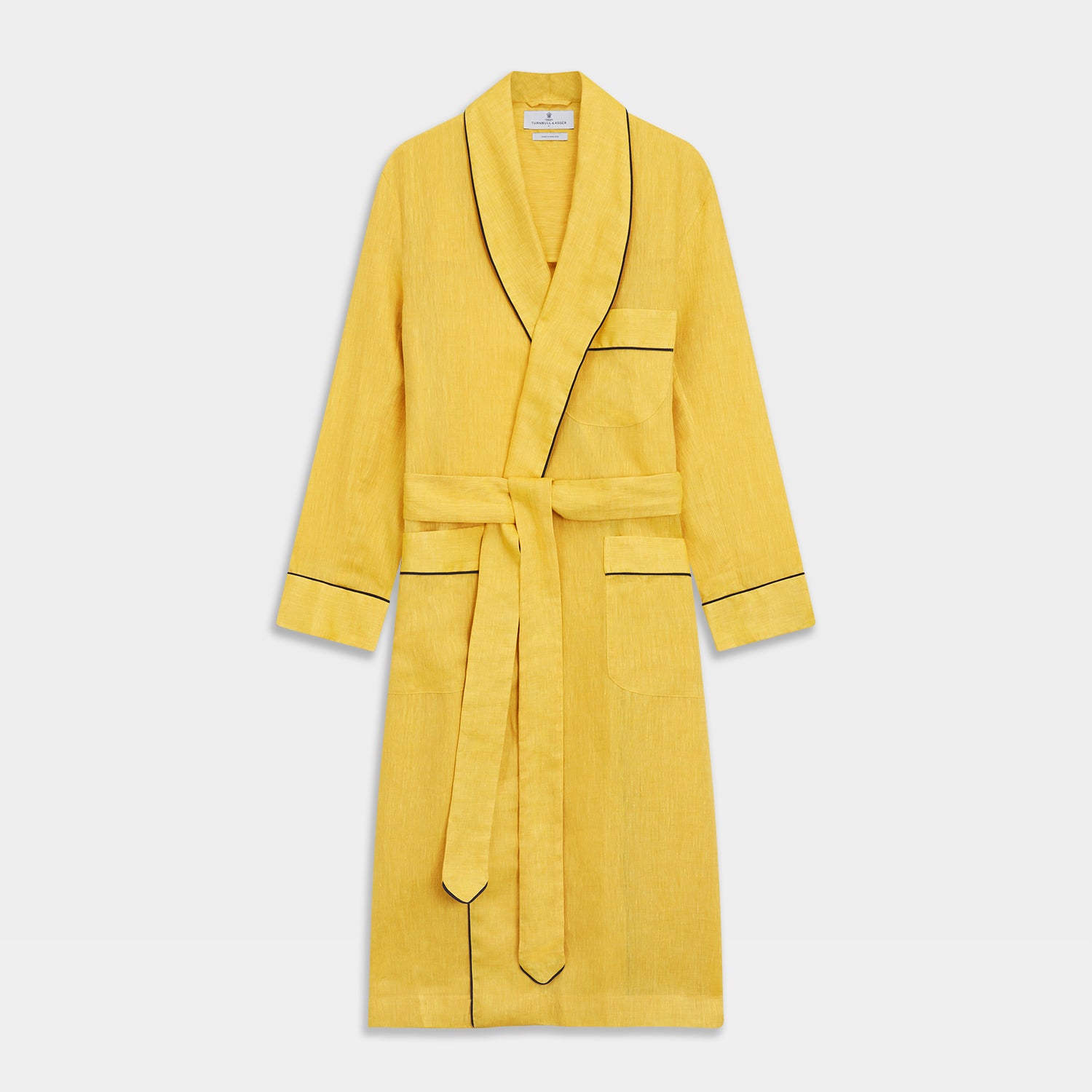 Ochre Linen Piped Gown