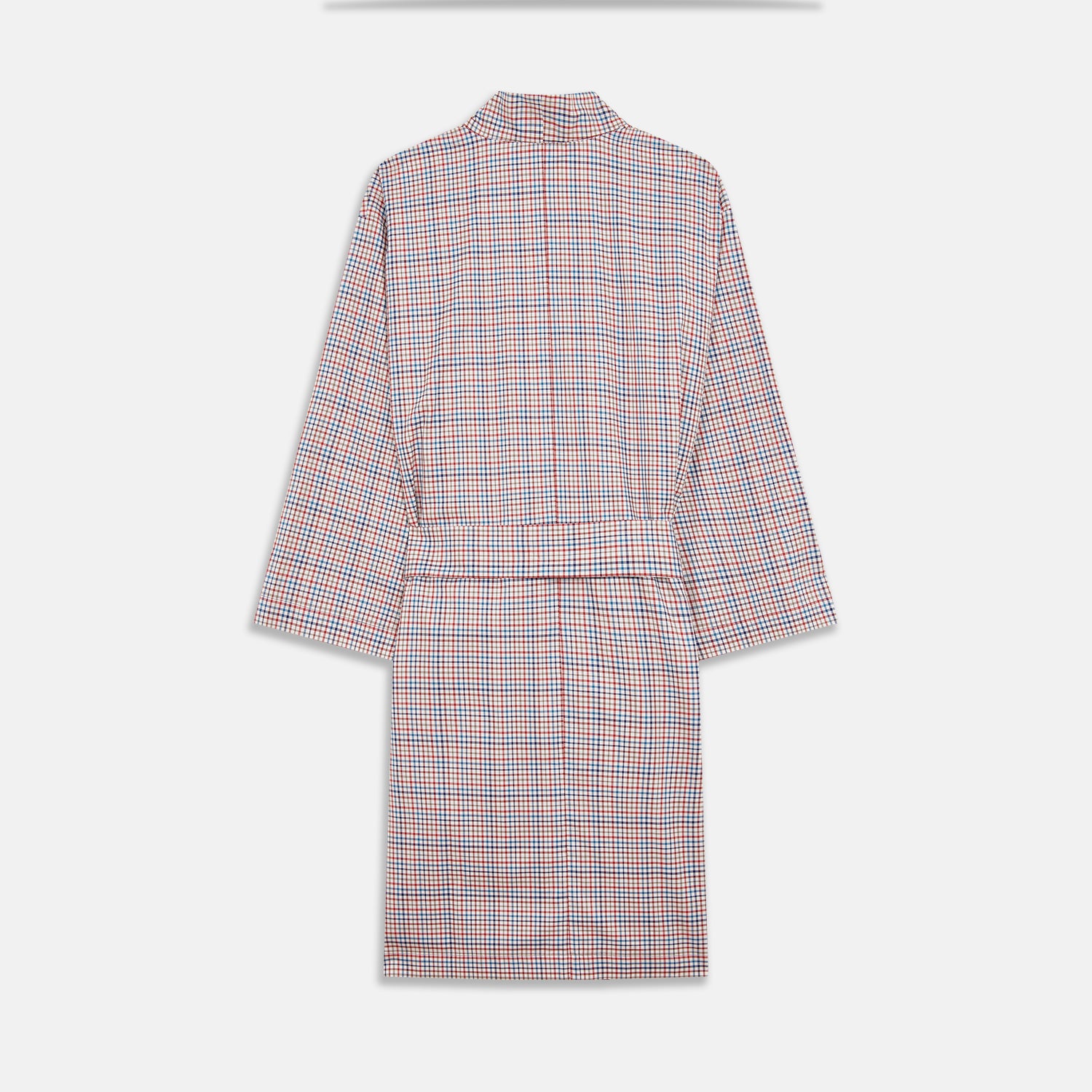Burgundy Multi Check Cotton Kimono Gown