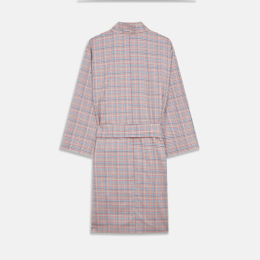 Burgundy Multi Check Cotton Kimono Gown