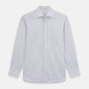 Grey Multi Stripe Tailored Fit Twill Shirt with Kent Collar and 2 Button Cuffs