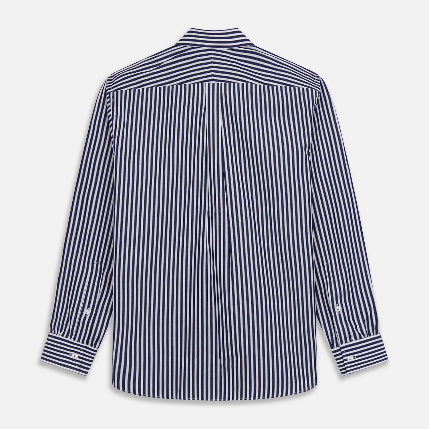 Navy & White Stripe Weekend Fit Shirt with Derby Collar and Single Button Cuffs