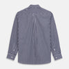 Navy & White Stripe Weekend Fit Shirt with Derby Collar and Single Button Cuffs