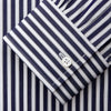 Navy & White Stripe Weekend Fit Shirt with Derby Collar and Single Button Cuffs