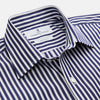 Navy & White Stripe Weekend Fit Shirt with Derby Collar and Single Button Cuffs