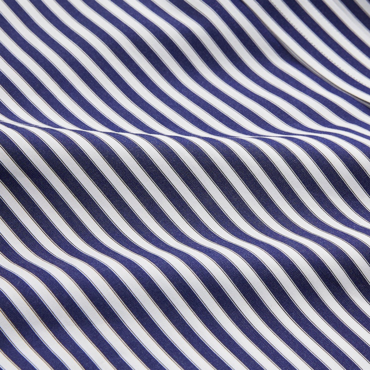 Navy & White Stripe Weekend Fit Shirt with Derby Collar and Single Button Cuffs