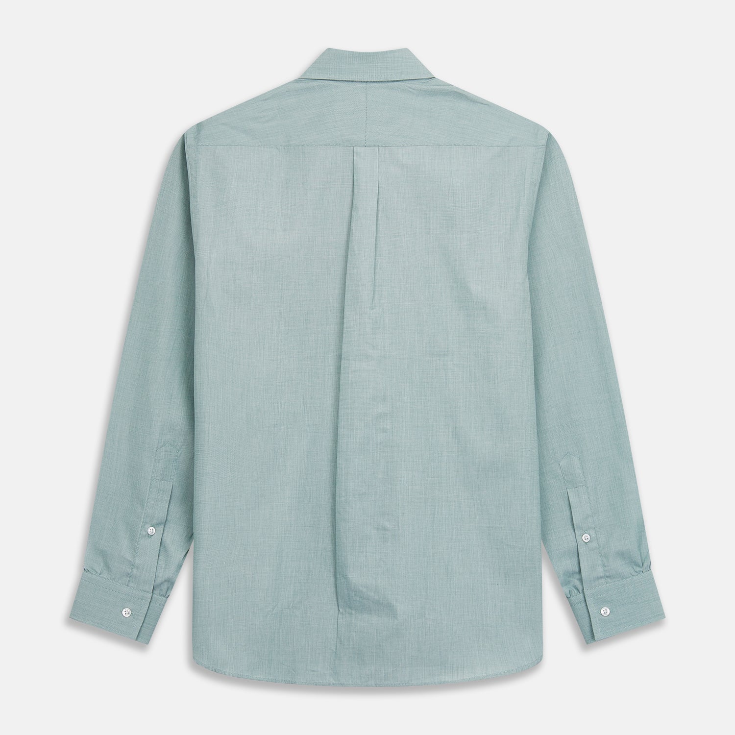 Green Weekend Fit Shirt with Long Point Collar and Single Button Cuffs