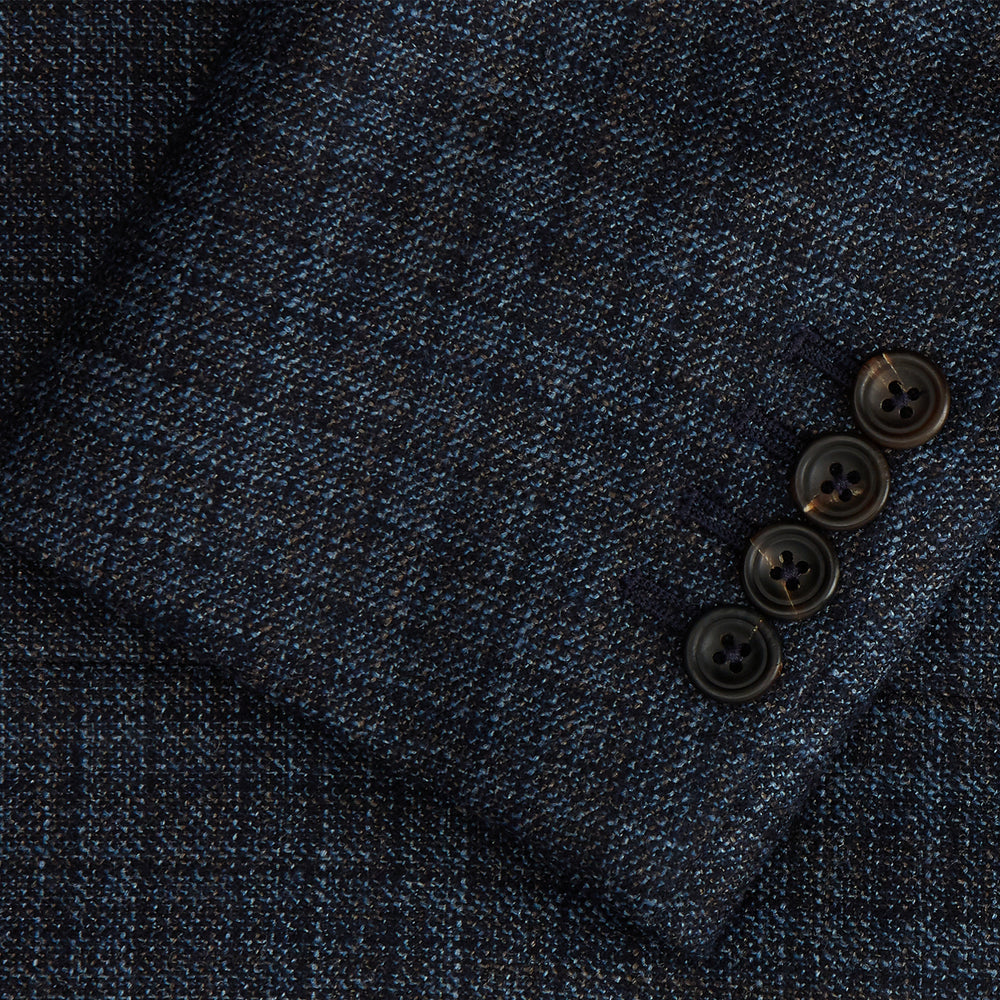 Navy Check Wool and Cashmere Blend Double Breasted Bertie Blazer
