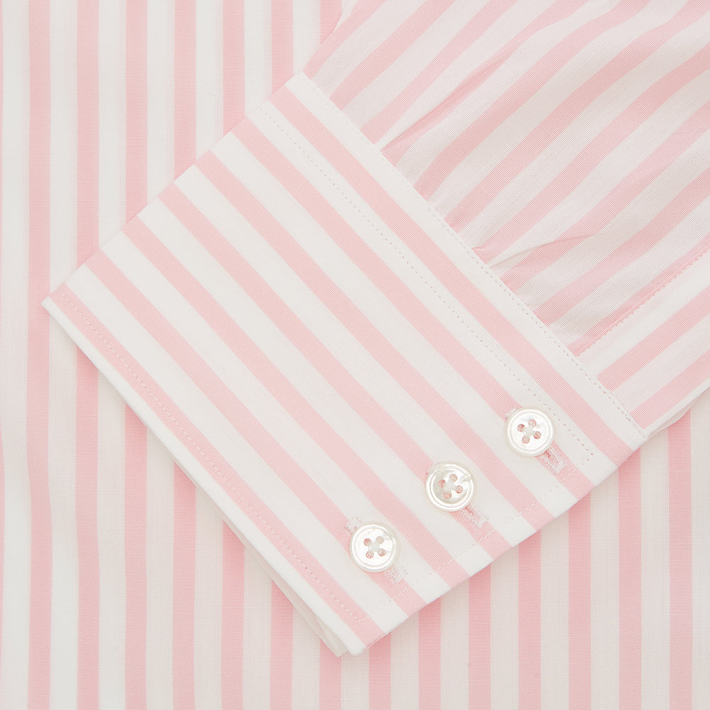 Pink & White Candy Stripe Poplin Regular Fit Shirt with T&A Collar & 3-Button Cuffs